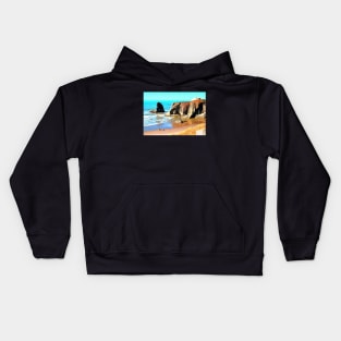 Beach Walk with Dog at Face Rock Scenic Park in Bandon Oregon Kids Hoodie